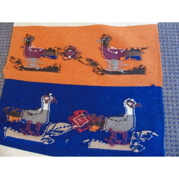 Vintage 1970’s Guatemala Handmade Hand Woven Wool Wall Hanging Sugar Cane Strip - Picture 7 of 10